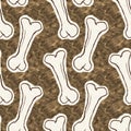 Brown hand drawn dinosaur bone seamless pattern. Gender Neutral Jurassic fossil silhouette for baby nursery. Home decor