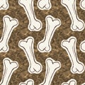 Brown hand drawn dinosaur bone seamless pattern. Gender Neutral Jurassic fossil silhouette for baby nursery. Home decor