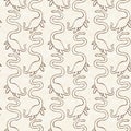 Brown hand drawn plesiosaur dinosaur seamless pattern. Gender Neutral Jurassic fossil silhouette for baby nursery