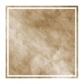 Brown hand drawn watercolor rectangular frame background texture with stains