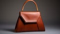 Hanya Bag: Bold And Angular Brown Leather Handbag With Modular Constructivism Royalty Free Stock Photo