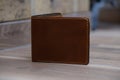Brown handmade hand stitched leather wallet