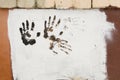 Brown Handprint on White