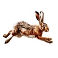 Brown Hare Running Fast With Motion Blur On White Background rabbit animal Royalty Free Stock Photo