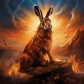 Brown hare, Lepus europaeus Made With Generative AI illustration