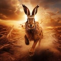 Brown hare, Lepus europaeus Made With Generative AI illustration