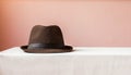Brown hat on table