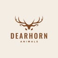 Brown head deer long horns logo design vector graphic symbol icon illustration creative idea