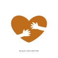 The brown heart with a hug silhouette. Vector Illustration