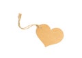 Brown heart tag isolate on white with clipping path, tag made fr Royalty Free Stock Photo