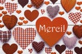 Brown Heart Texture With Merci Means Thank You