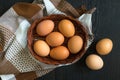 Brown hen eggs still-life top image Royalty Free Stock Photo