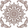 Brown Henna Flower Pattern Spiritual Illustration 2