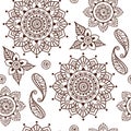 Brown Henna Lotus Repeating Pattern Spiritual Illustration 2