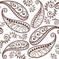 Brown Henna Paisley Repeating Pattern Illustration 1