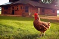 Brown hens posing, Laying hens farmers concept. Generative, AI