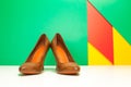 Brown high heels shoes Royalty Free Stock Photo