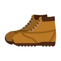 Brown hiking shoes or army military boots isolated on white background. Mountain footwear Vector illustration