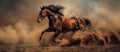 Energetic Horse Galloping in Dust