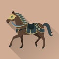 Brown Horse in Gold Collar. Isolated Avatar Icon