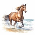 A brown horse hand drawn illustration image generative AI Royalty Free Stock Photo