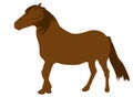 Brown horse with mane isolated on white background. Sorrel racing horse standing icon, vector design element eps 10 Royalty Free Stock Photo
