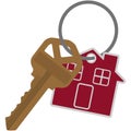 Brown House Key on Key Ring Illustration