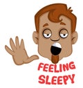 Brown human emoji feeling sleepy, illustration, vector