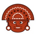 Brown Inca totem face illustration on white Royalty Free Stock Photo