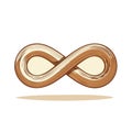 Brown infinity symbol or lemniscate design with light color interior and shadow on white background Royalty Free Stock Photo