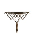 Brown iron console on a white background 3d rendering front view
