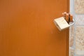 Brown iron door with padlock Royalty Free Stock Photo
