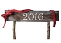 Brown Isolated Christmas Sign 2016, Red Ribbon