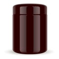 Brown Jar Isolated. Amber Cosmetic Bottle Mockup