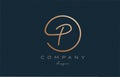 Brown joined P alphabet letter logo icon design. Handwritten connected creative template for company and business