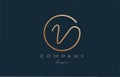 Brown joined V alphabet letter logo icon design. Handwritten connected creative template for company and business