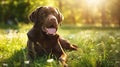 The Brown Labrador in Park.AI generated image Royalty Free Stock Photo