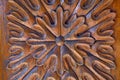 Brown flower carved wood Royalty Free Stock Photo