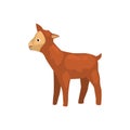 Brown lamb side view, cute farm animal vector Illustration on a white background Royalty Free Stock Photo