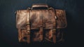 Brown leather bag on black background Royalty Free Stock Photo