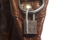 Brown leather bag with metal lock Royalty Free Stock Photo