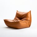 Brown Leather Bagua Chair With Gentle Contours - Stylish And Comfortable Royalty Free Stock Photo