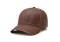 Brown leather baseball cap isolated on white background Royalty Free Stock Photo