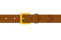 Brown leather belt. Clothing element stylish accessorie.