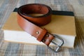 Brown leather belt in roll Royalty Free Stock Photo