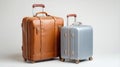 brown leather and blue hardcase suitcases Royalty Free Stock Photo