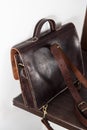 brown leather briefcase with antique and retro looks for man Royalty Free Stock Photo