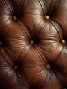 Brown Leather Buttoned Upholstery Texture Close Up Background Royalty Free Stock Photo