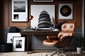 brown leather chair placed in sleek and modern office, surrounded by stylish decor