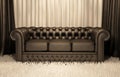 Brown leather Chester sofa in luxury interior